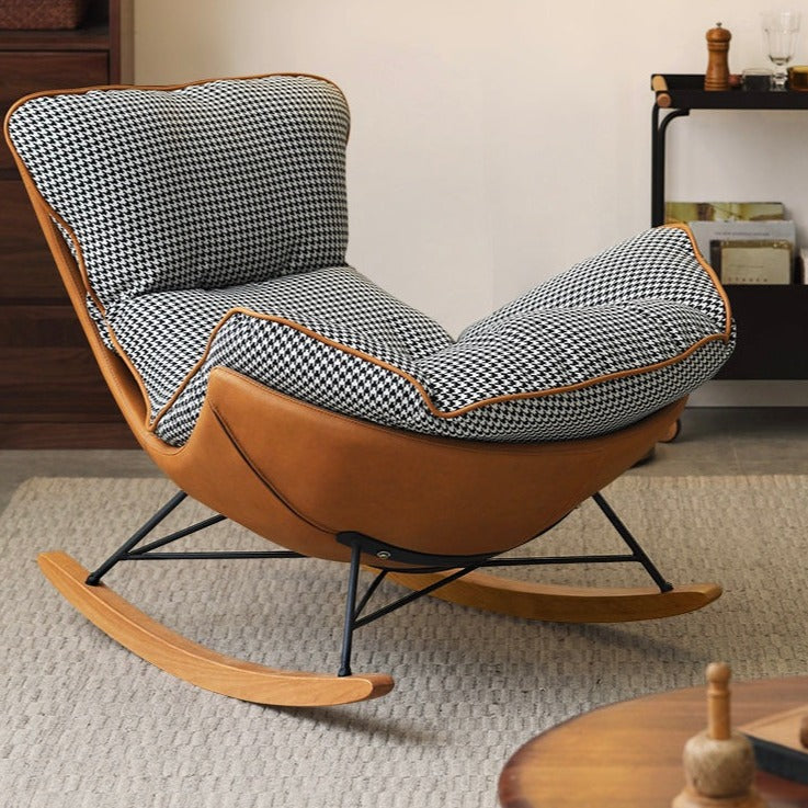 Beech Solid Wood Light Luxurious Lazy Rocking Leisure Down Fabric )