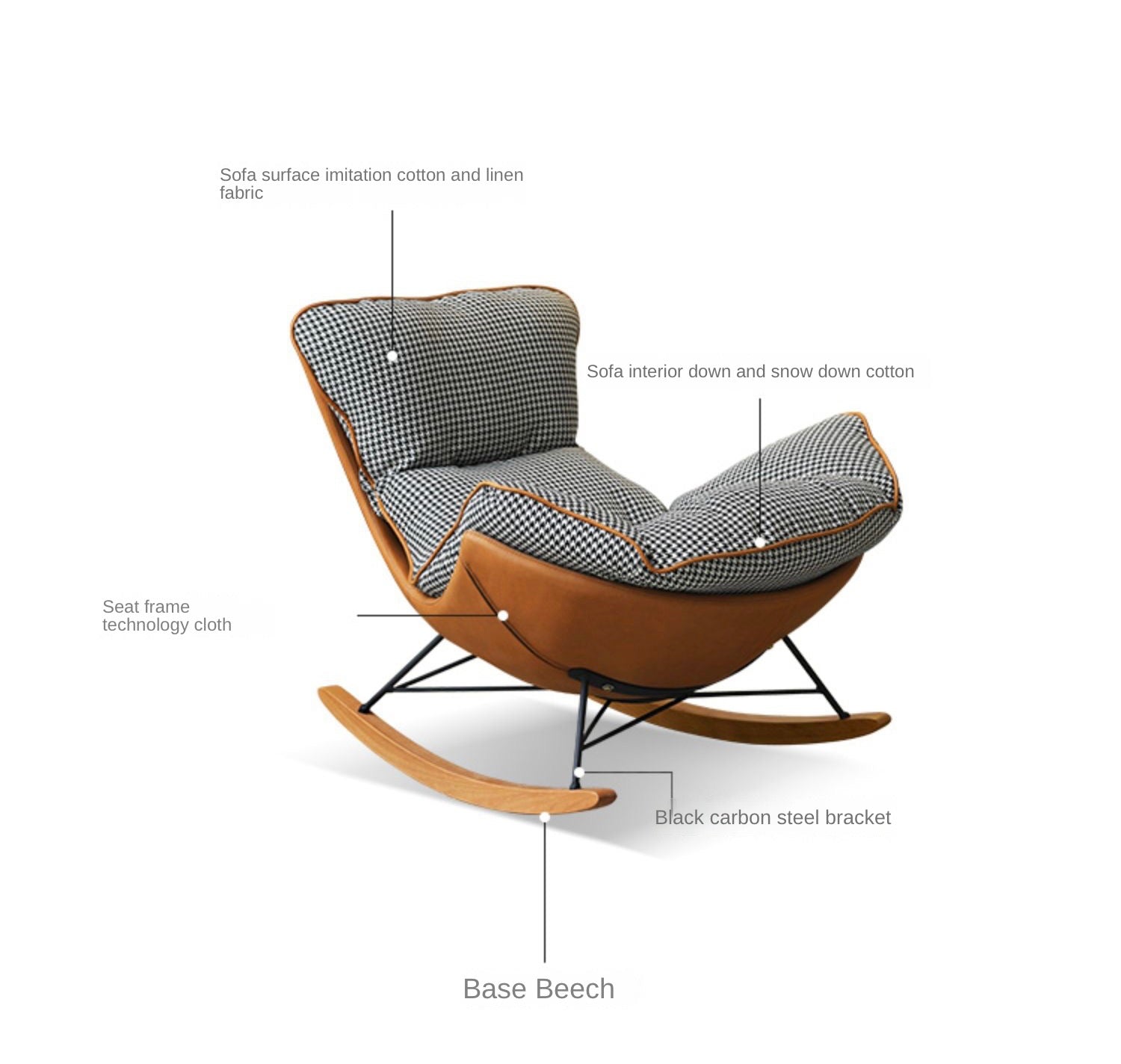 Beech Solid Wood Light Luxurious Lazy Rocking Leisure Down Fabric )