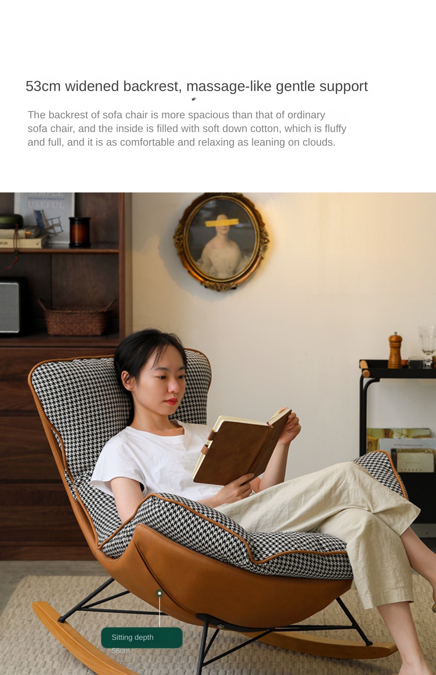 Beech Solid Wood Light Luxurious Lazy Rocking Leisure Down Fabric )