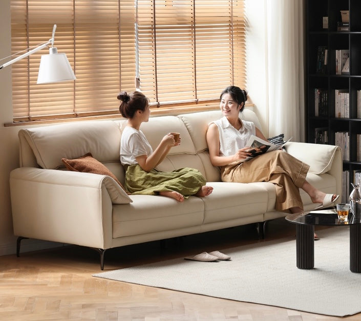 First Layer Cowhide Leather Goose Down Sofa.