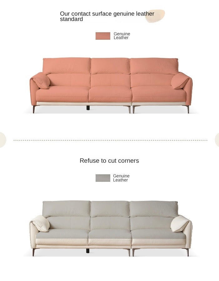 First Layer Cowhide Leather Goose Down Sofa.