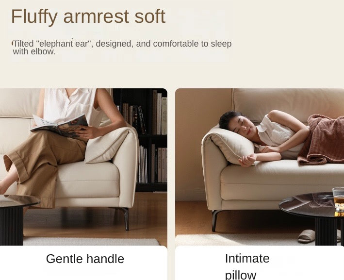 First Layer Cowhide Leather Goose Down Sofa.