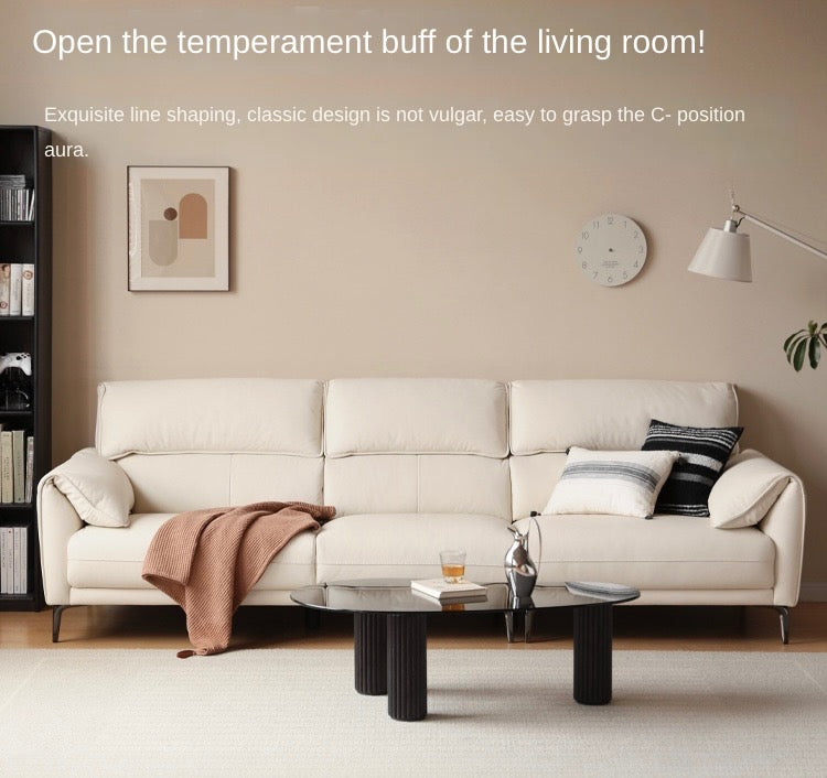 First Layer Cowhide Leather Goose Down Sofa.