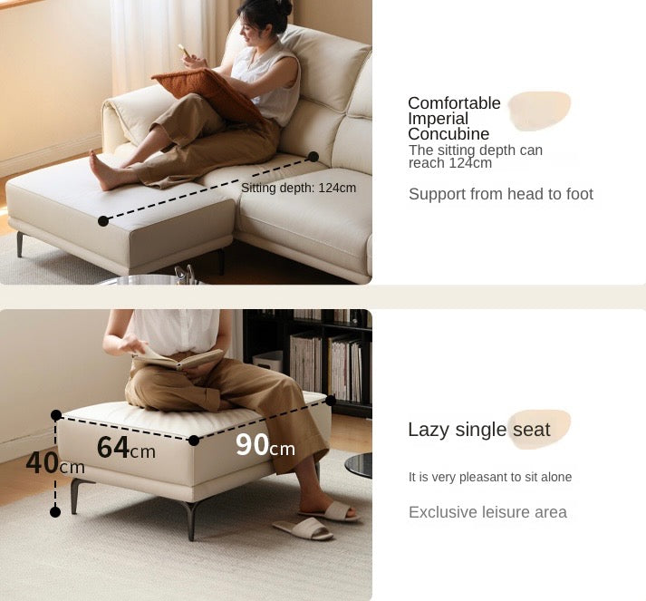 First Layer Cowhide Leather Goose Down Sofa.