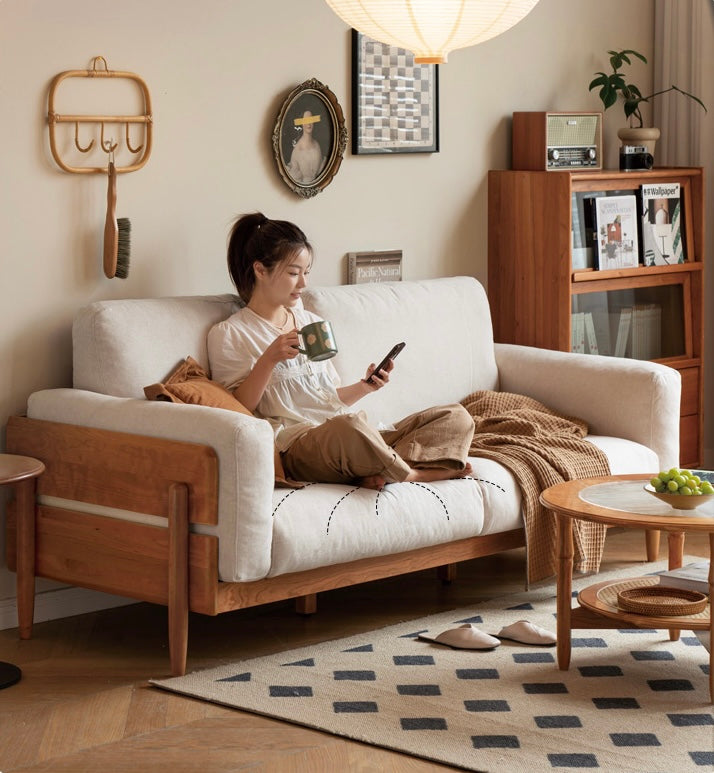Cherry, Oak Solid Wood Antique Style Sofa.