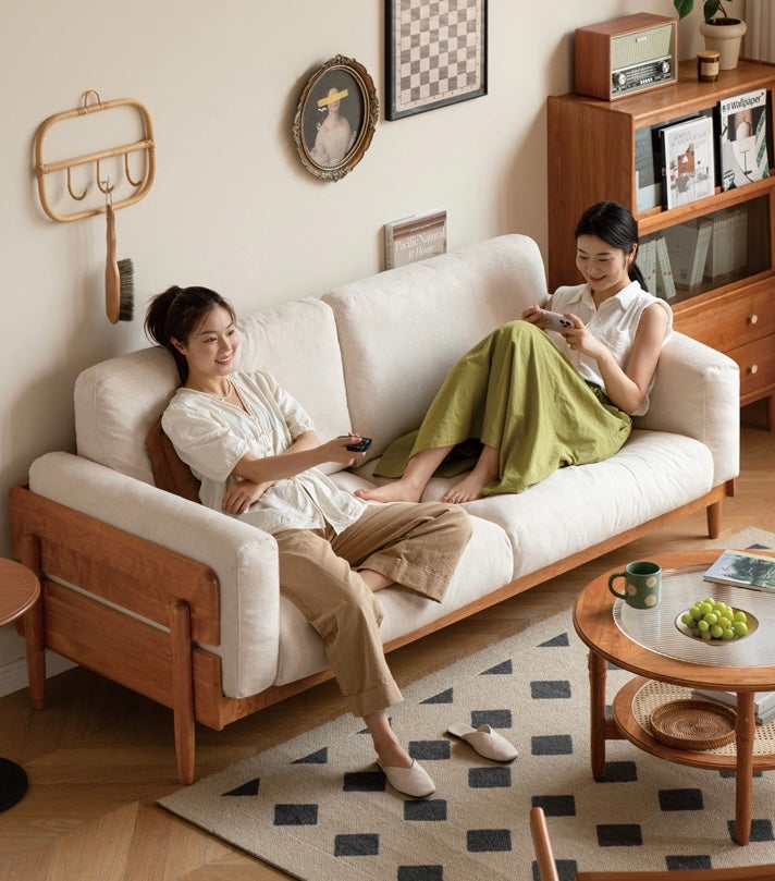 Cherry, Oak Solid Wood Antique Style Sofa.
