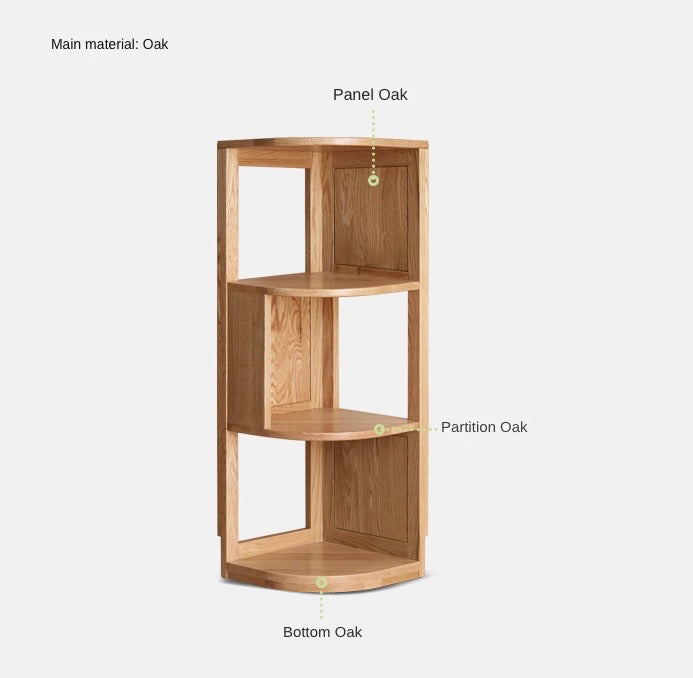 Ash, Oak, Solid RubbberWood Corner Bookshelf