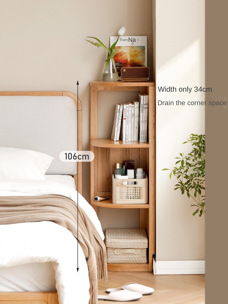 Ash, Oak, Solid RubbberWood Corner Bookshelf