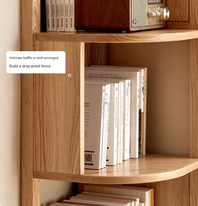 Ash, Oak, Solid RubbberWood Corner Bookshelf