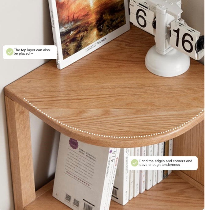 Ash, Oak, Solid RubbberWood Corner Bookshelf