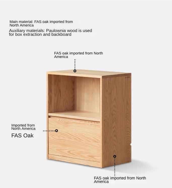 Oak, Solid Rubberwood, Ash Solid Wood Bookcase Free Combination Low Cabinet Floor-Standing Bookshelf