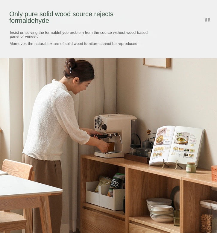 Oak, Solid Rubberwood, Ash Solid Wood Bookcase Free Combination Low Cabinet Floor-Standing Bookshelf