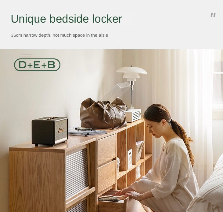 Oak, Solid Rubberwood, Ash Solid Wood Bookcase Free Combination Low Cabinet Floor-Standing Bookshelf