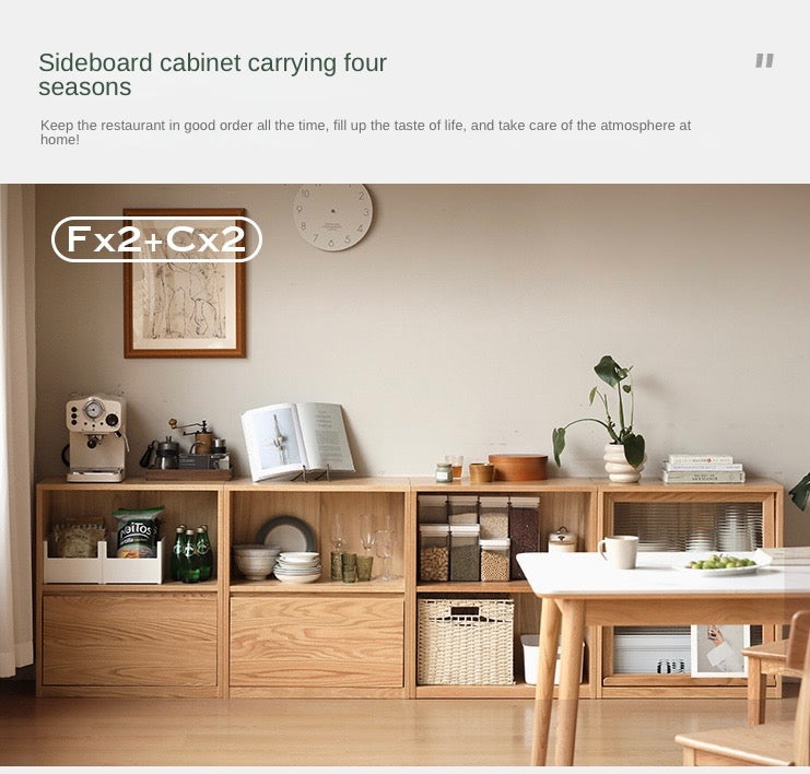 Oak, Solid Rubberwood, Ash Solid Wood Bookcase Free Combination Low Cabinet Floor-Standing Bookshelf