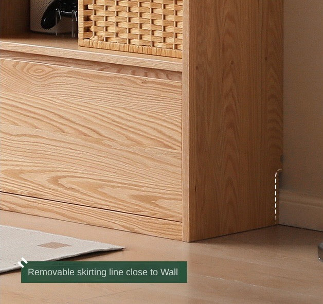 Oak, Solid Rubberwood, Ash Solid Wood Bookcase Free Combination Low Cabinet Floor-Standing Bookshelf