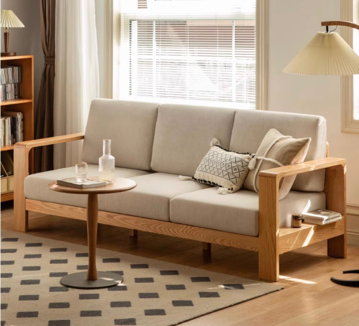 Oak, Poplar, Rubberwood, Beech Solid Wood Modern Fabric Sofa.