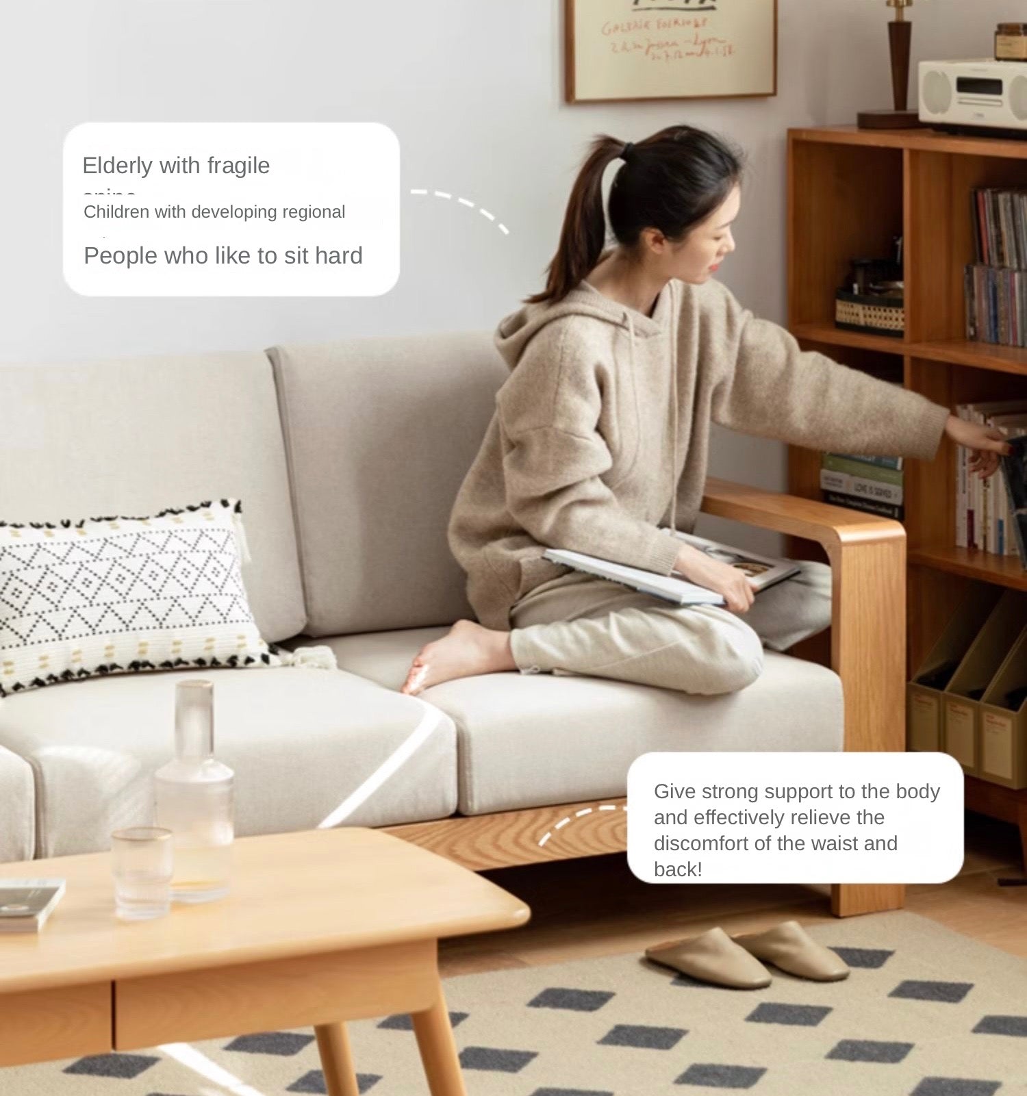 Oak, Poplar, Rubberwood, Beech Solid Wood Modern Fabric Sofa.