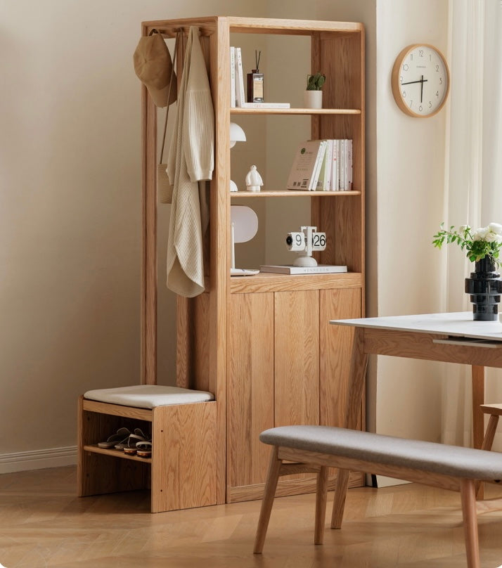 Oak Solid Wood Clothes Hangers Racks, Shoe Cabinets