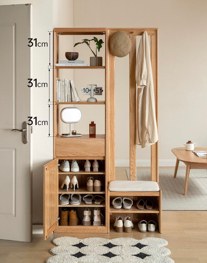 Oak Solid Wood Clothes Hangers Racks, Shoe Cabinets