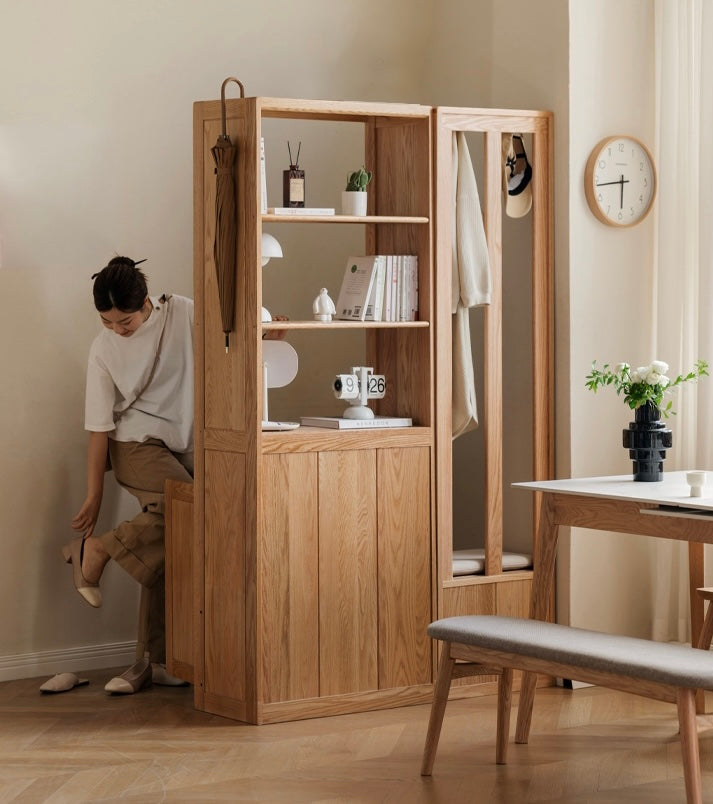 Oak Solid Wood Clothes Hangers Racks, Shoe Cabinets