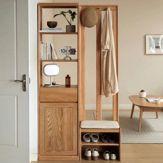 Oak Solid Wood Clothes Hangers Racks, Shoe Cabinets