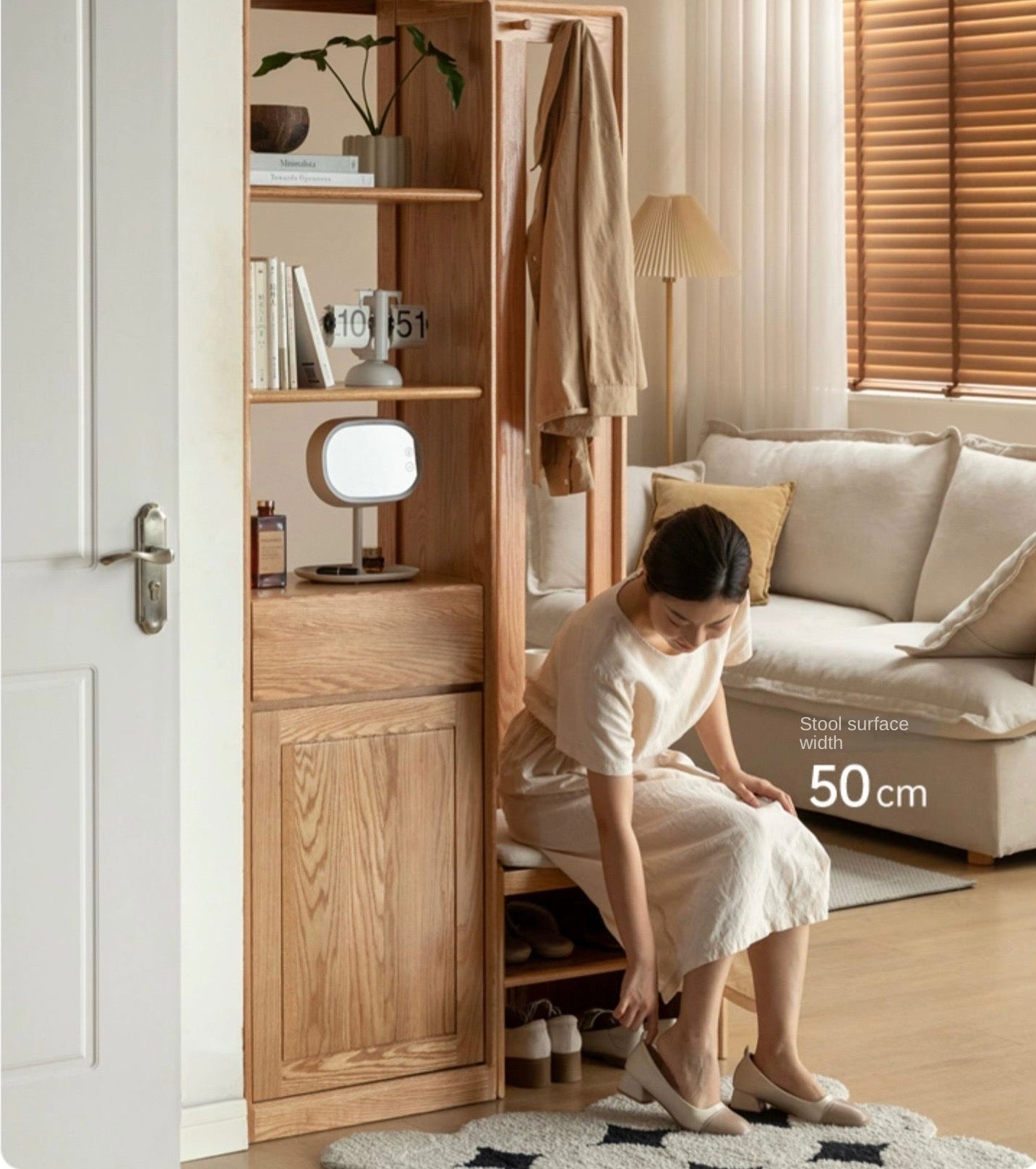 Oak Solid Wood Clothes Hangers Racks, Shoe Cabinets