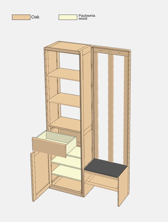 Oak Solid Wood Entry Shoe Cabinets Hall Entrance Cabinet