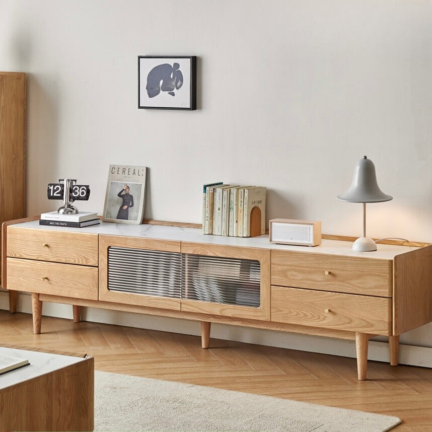 Ash Solid Wood TV Stand Rock Slab.