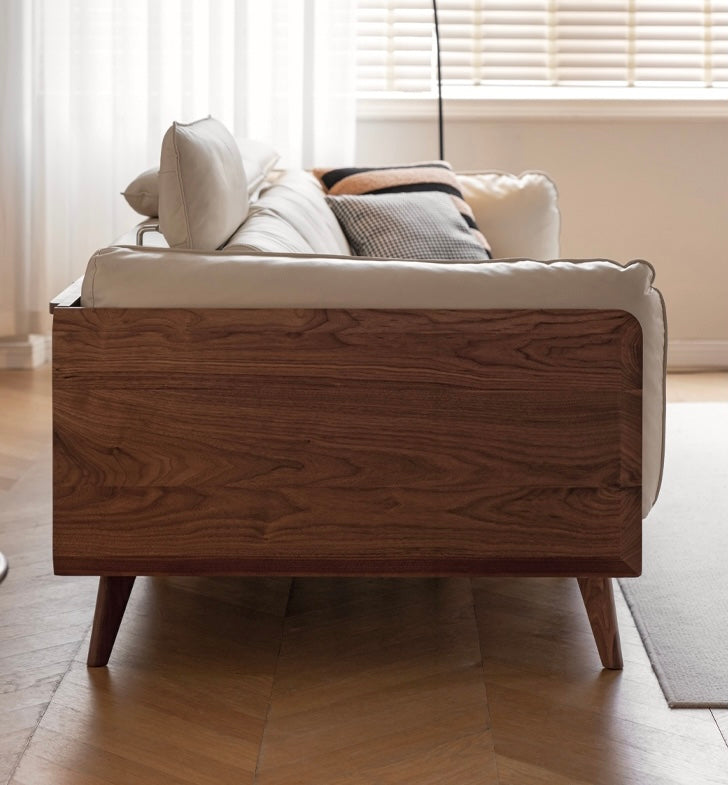Black Walnut, Ash Solid Wood Genuine Leather Down Sofa.