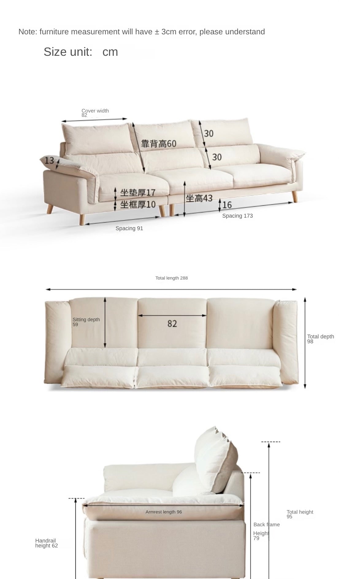 Fabric, Leather Modern White Down Sofa.