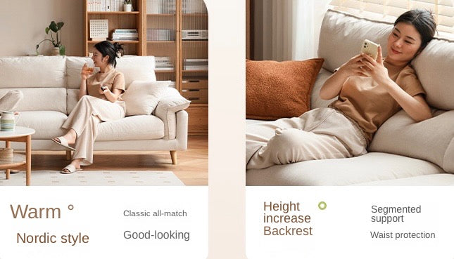 Fabric, Leather Modern White Down Sofa.