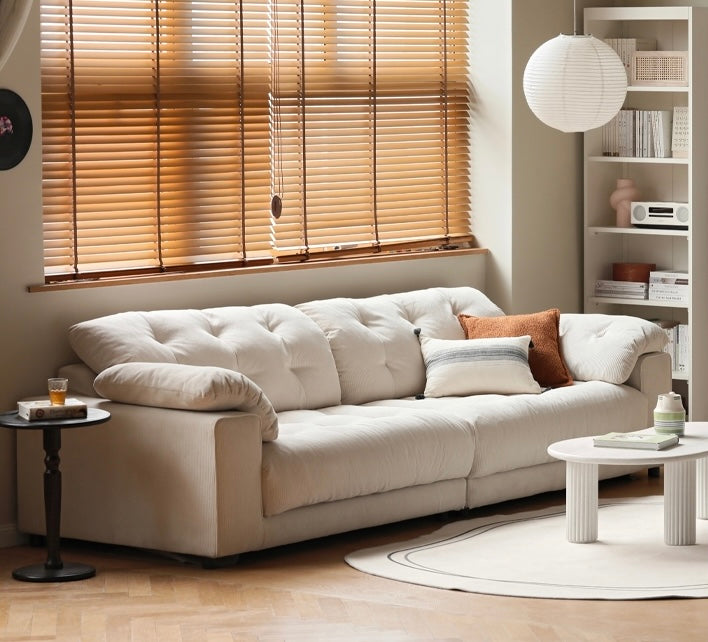 Fabric Sofa Cream Style White Goose Down.