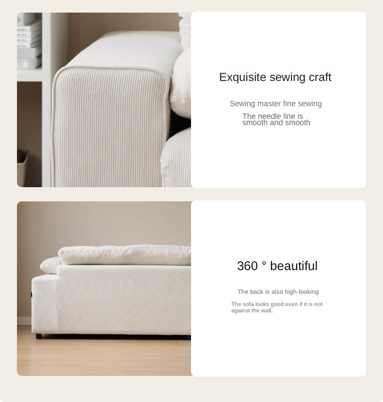 Fabric Sofa Cream Style White Goose Down.