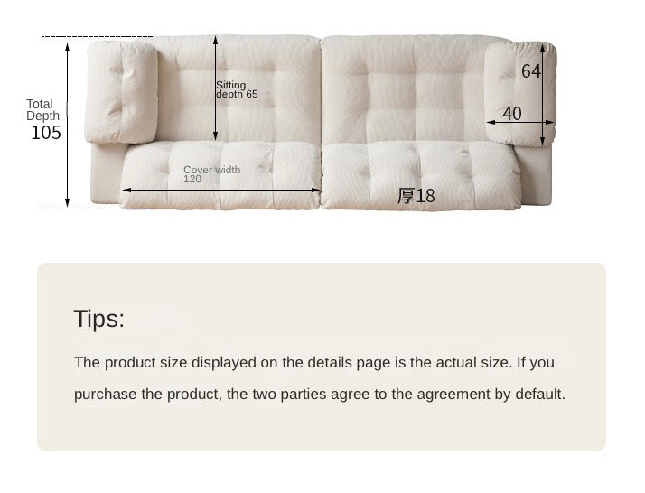 Fabric Sofa Cream Style White Goose Down.