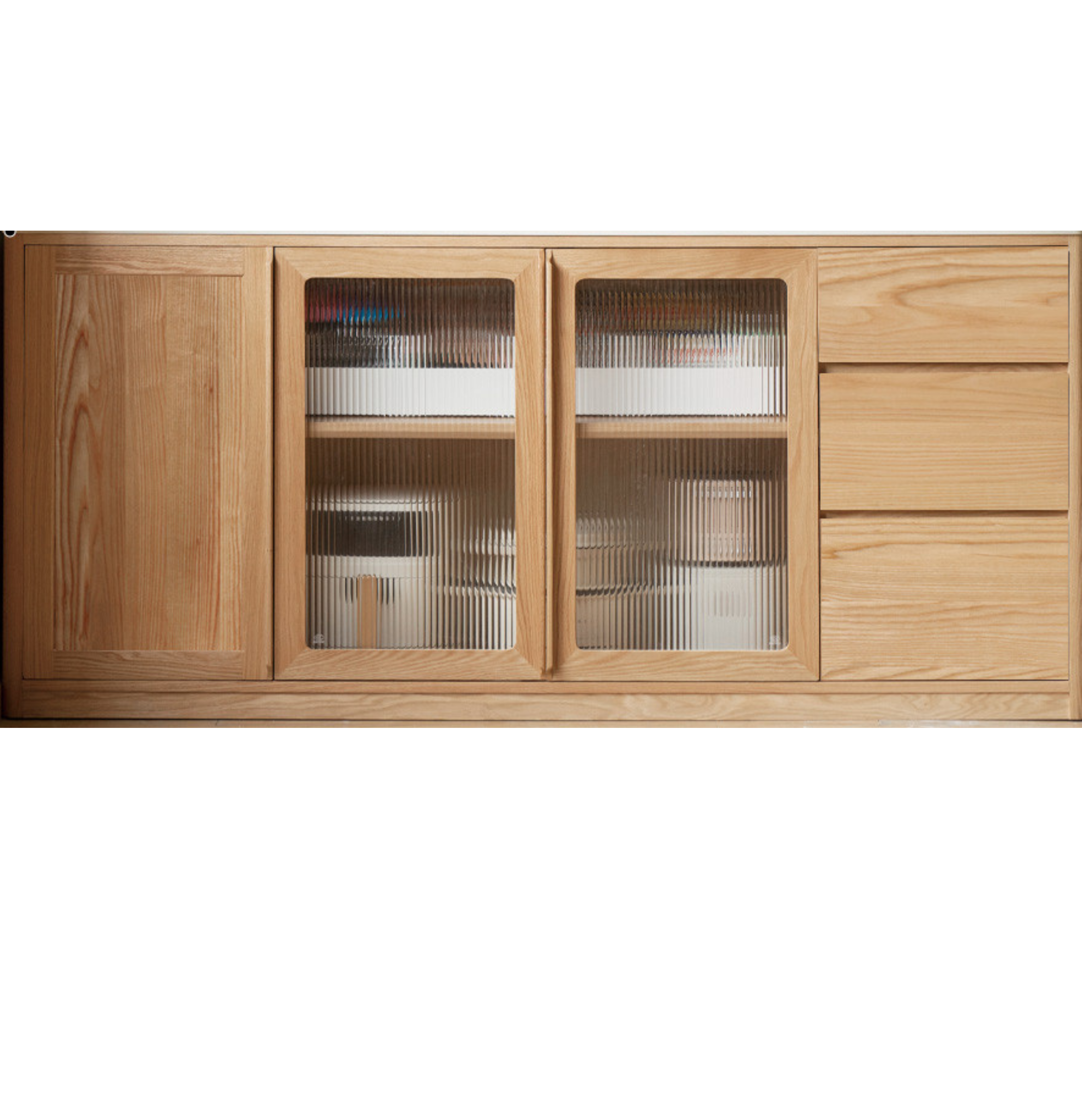 Ash Solid Wood White Wax Rock Plate Sideboard