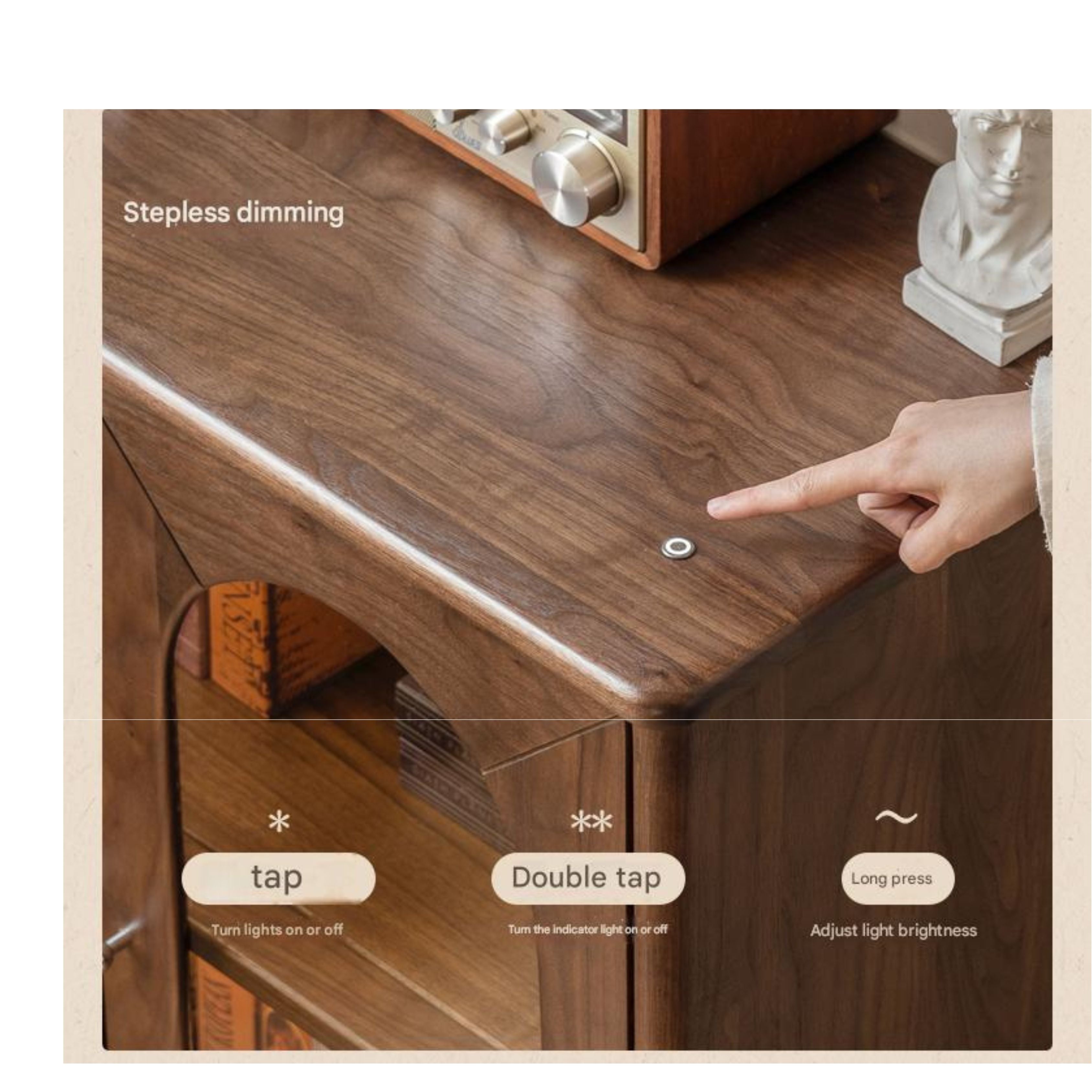 Black Walnut Solid Wood French Retro Side Cabinet