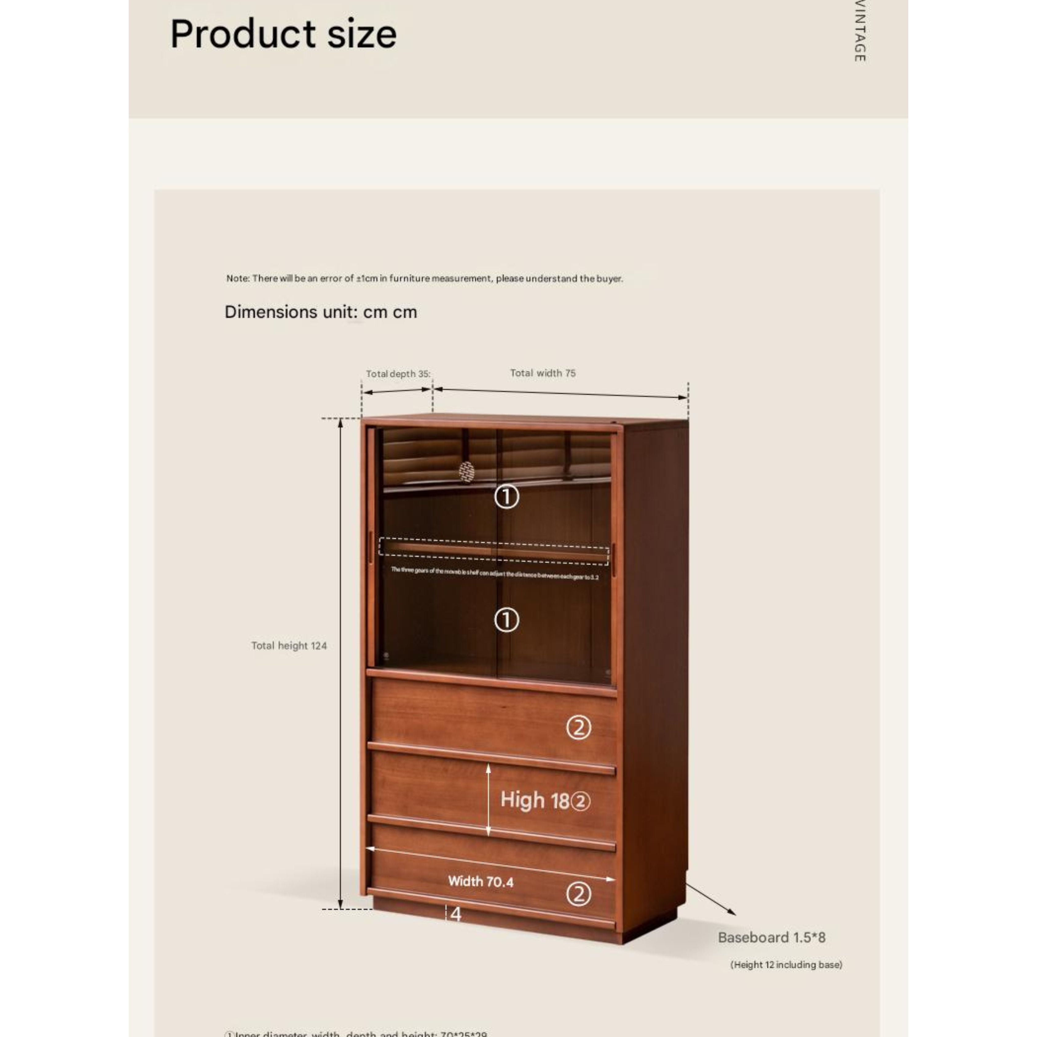 Poplar Solid Wood Middle Ages Side Cabinet