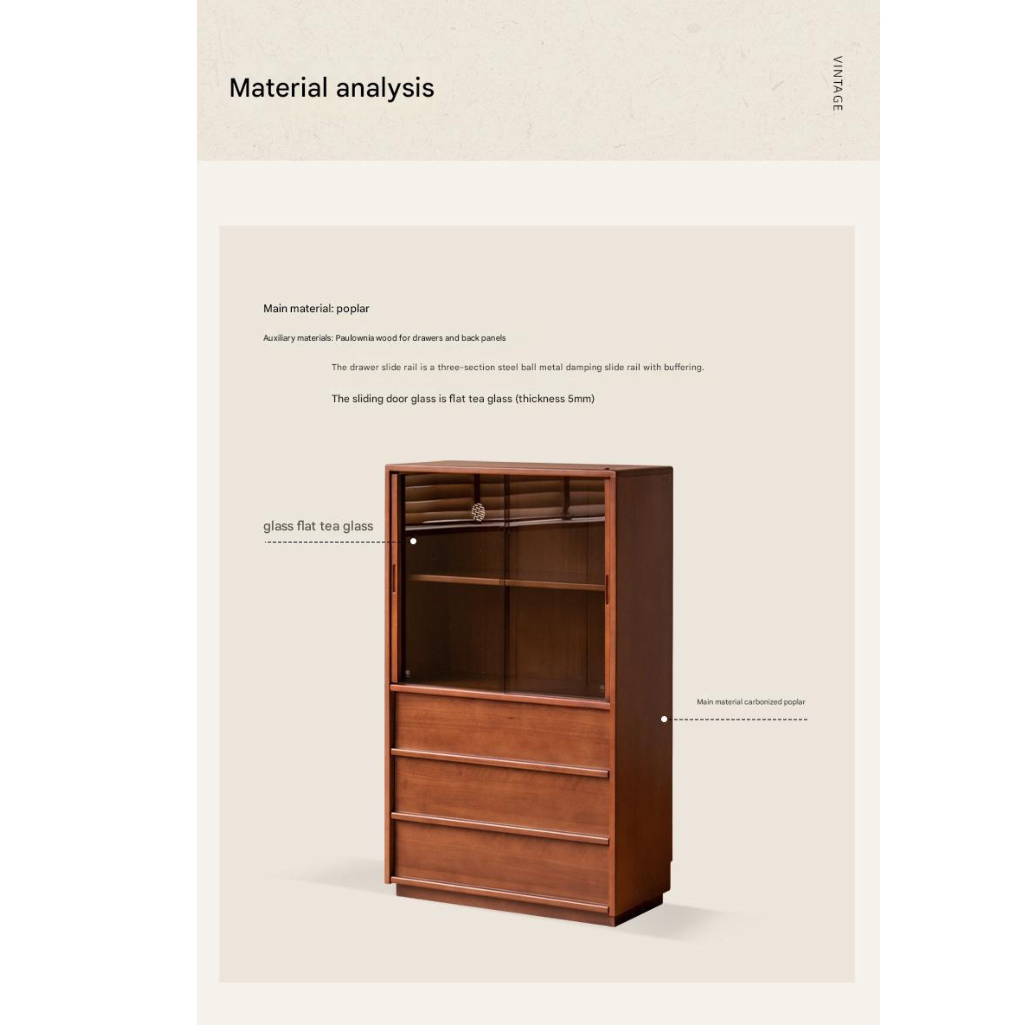 Poplar Solid Wood Middle Ages Side Cabinet