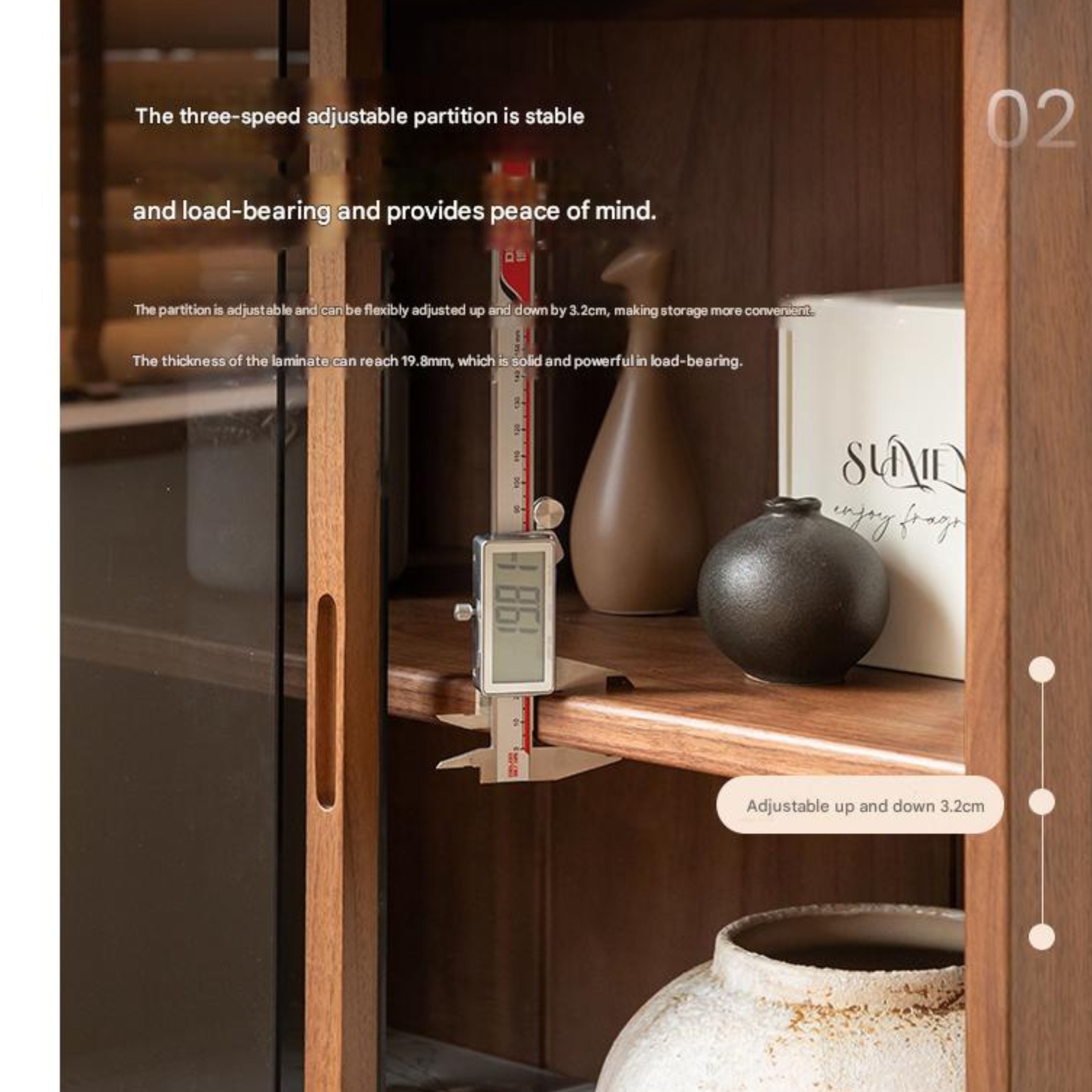 Oak, White oak, Black Walnut Solid Wood Wabi-Sabi Style Floor Side Cabinet.