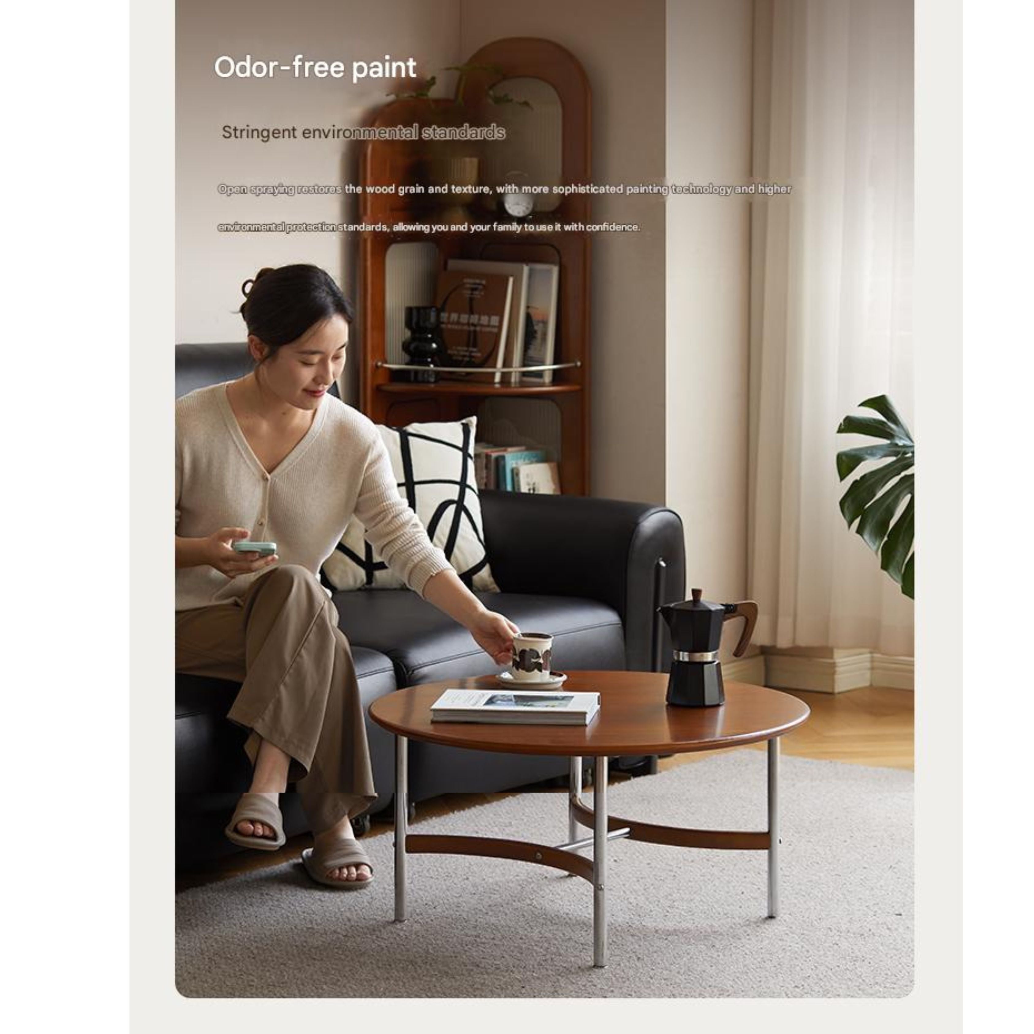 Poplar Solid Wood American Retro Coffee Table.