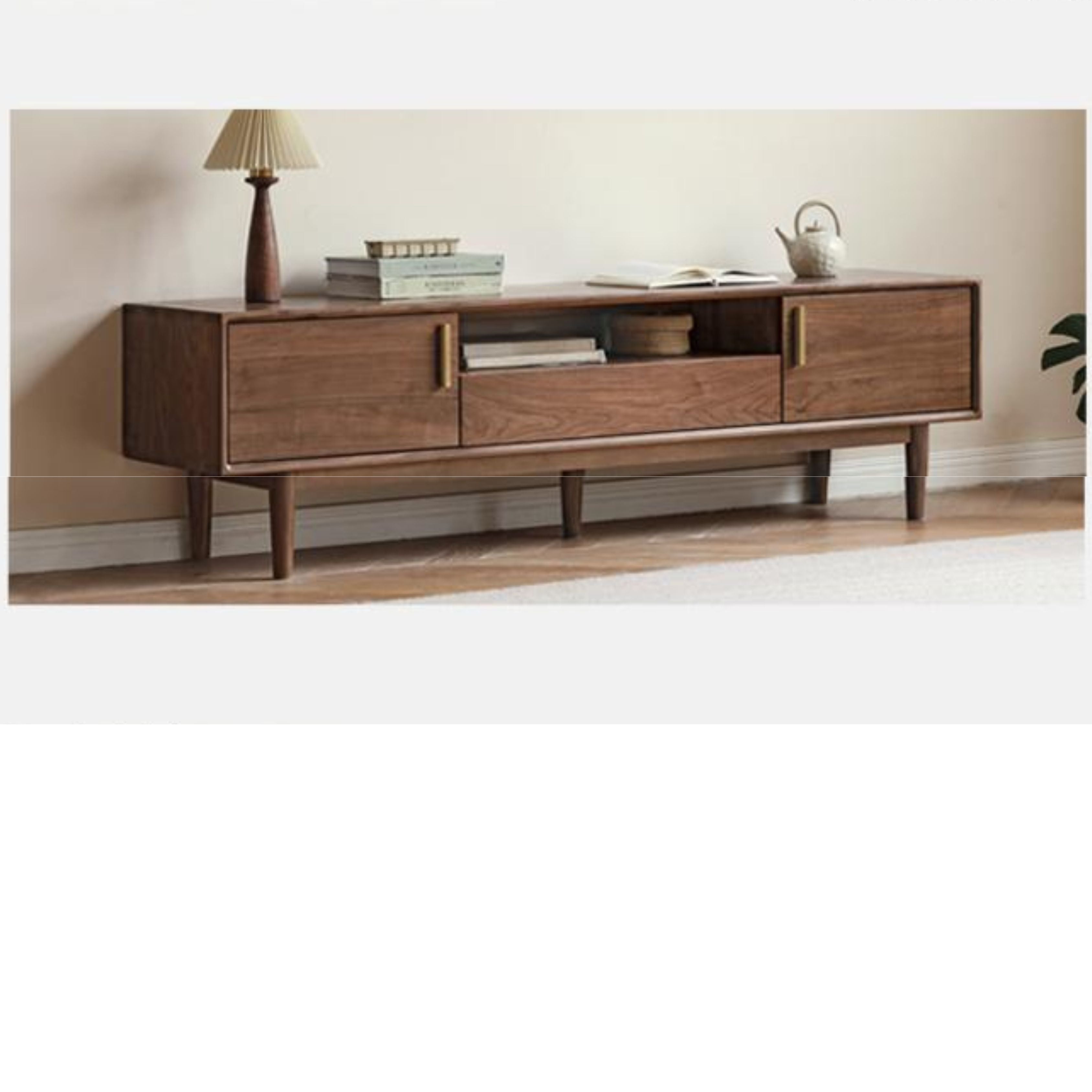 Black Walnut Solid Wood TV Stand Cabinet