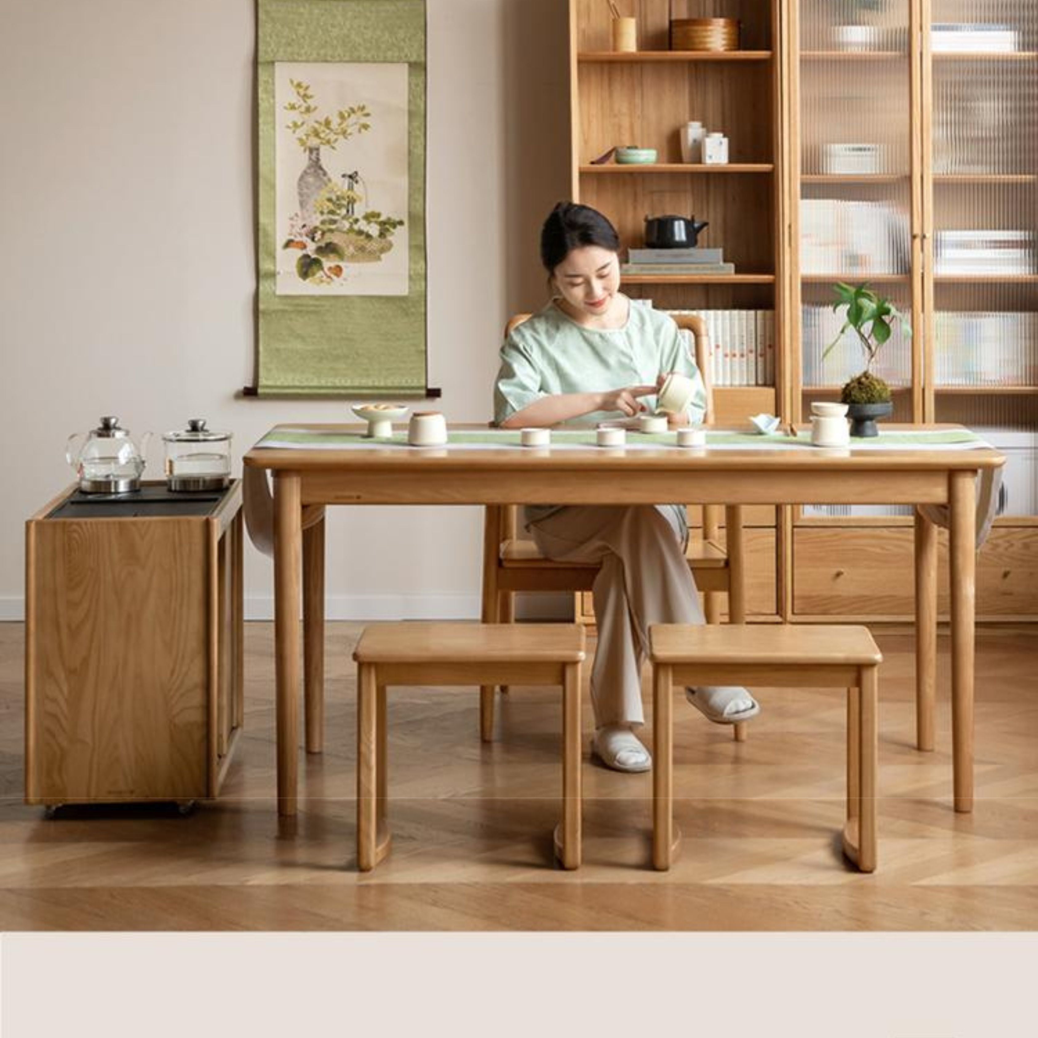 Ash Solid Wood Modern Dual-Purpose Tea Table.
