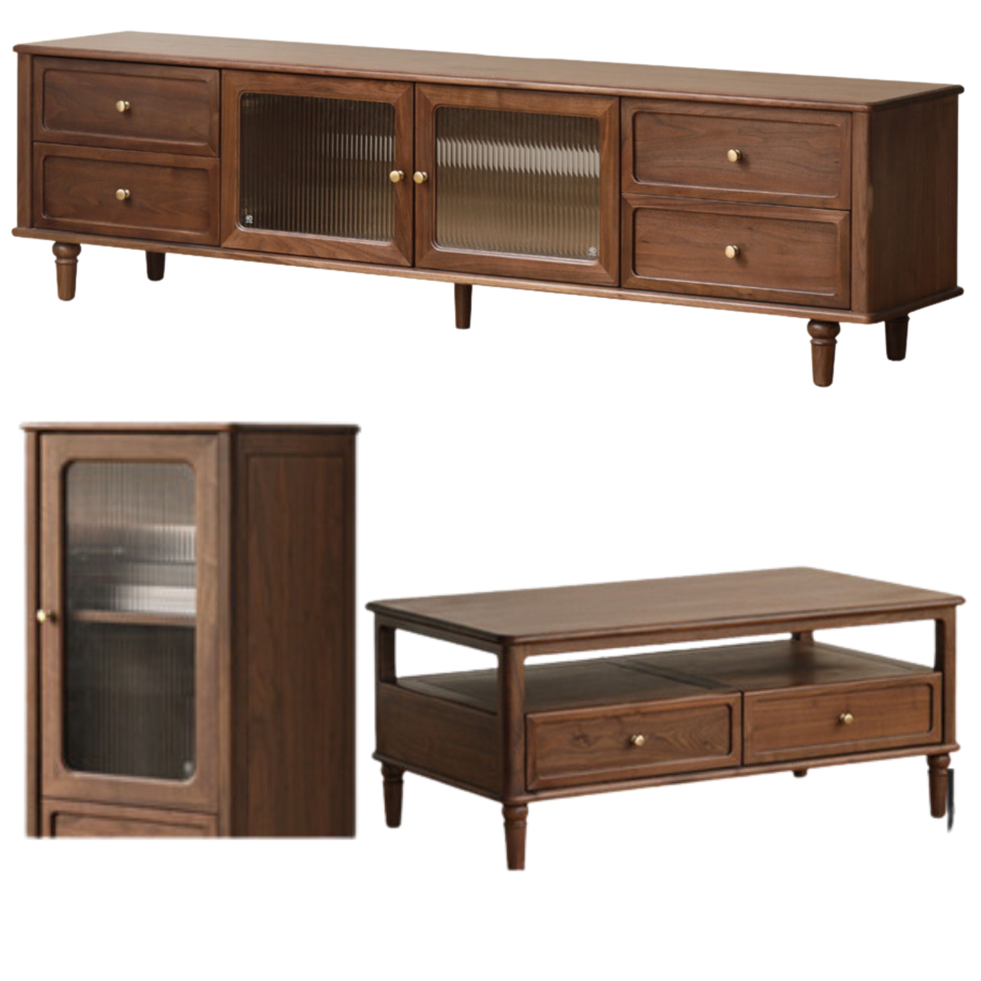 Black Walnut Solid Wood American Retro Locker TV Cabinet.