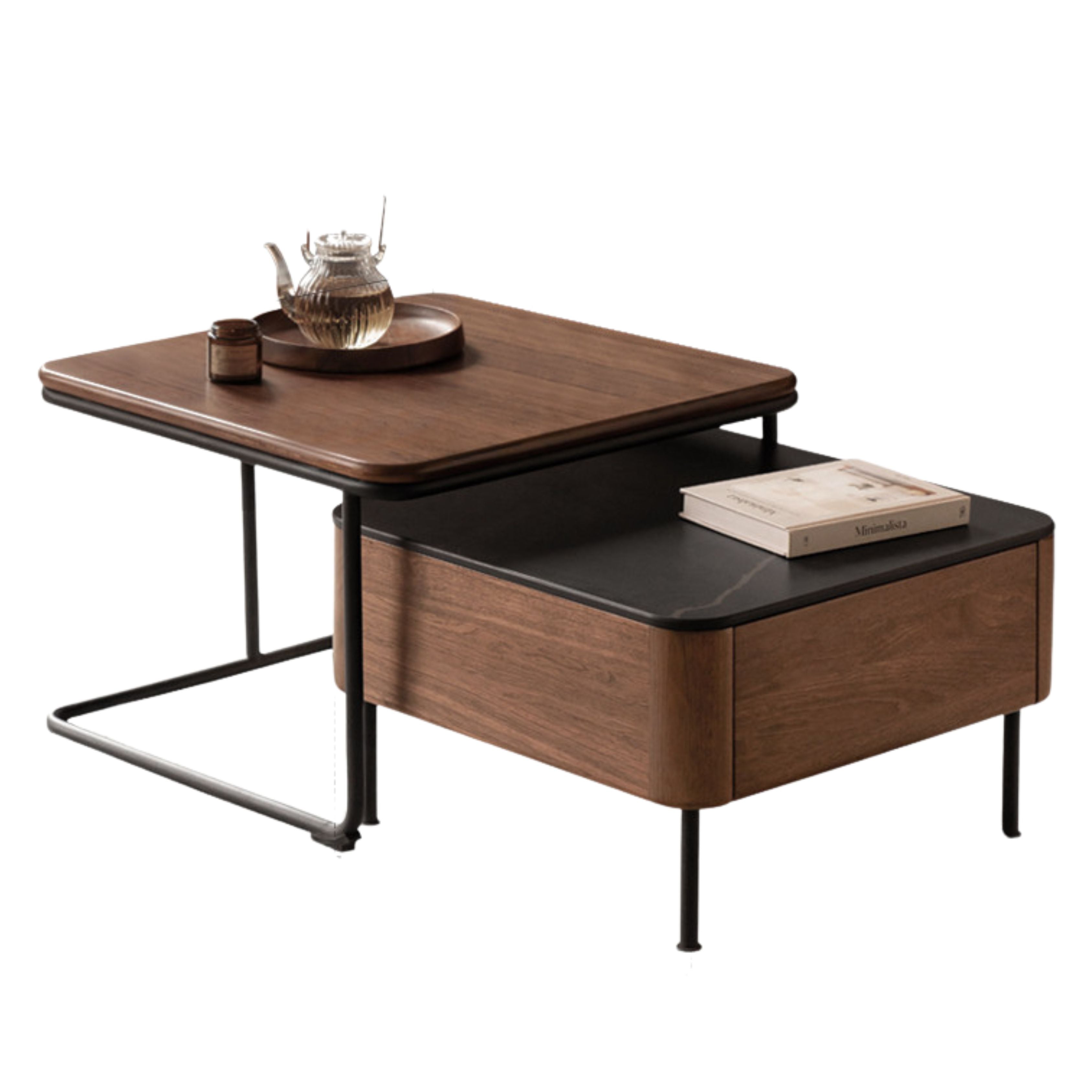 Sandalwood, Oak, Black Walnut Solid Wood Slate Top Coffee Table