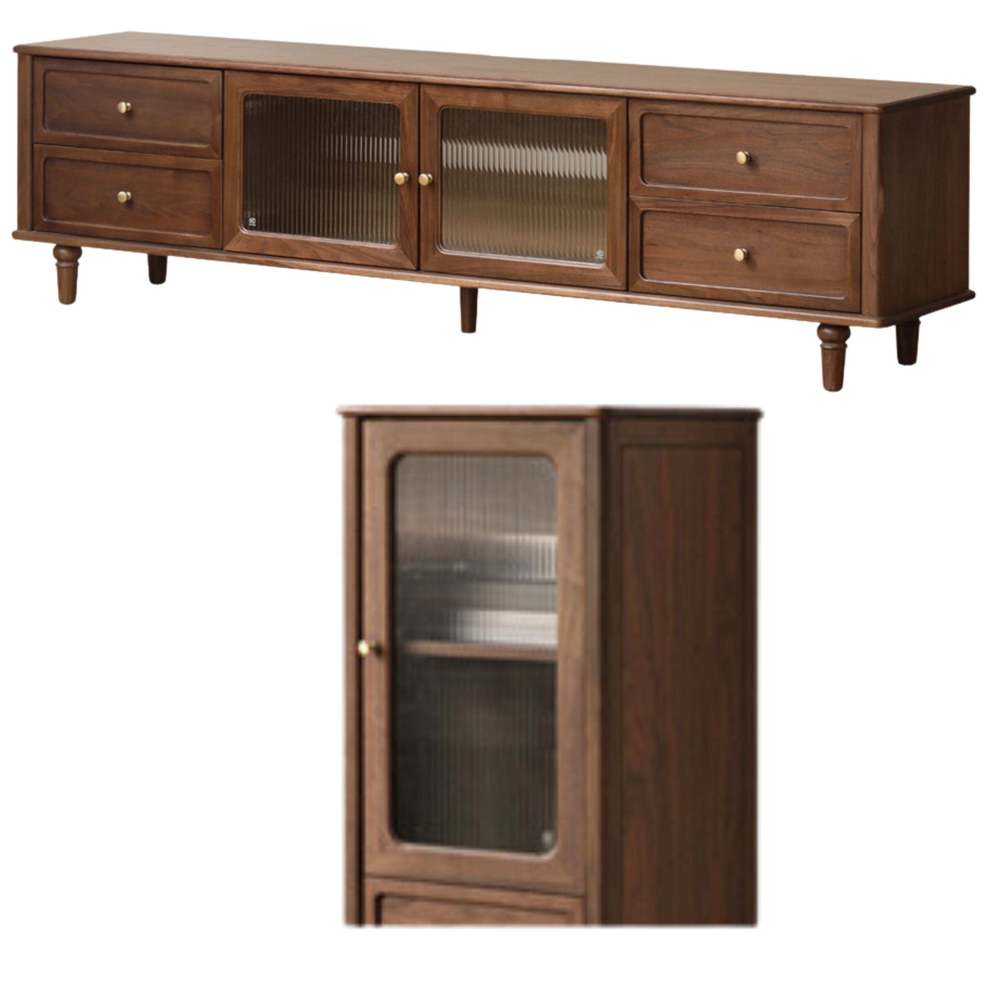 Black Walnut Solid Wood American Retro Locker TV Cabinet.