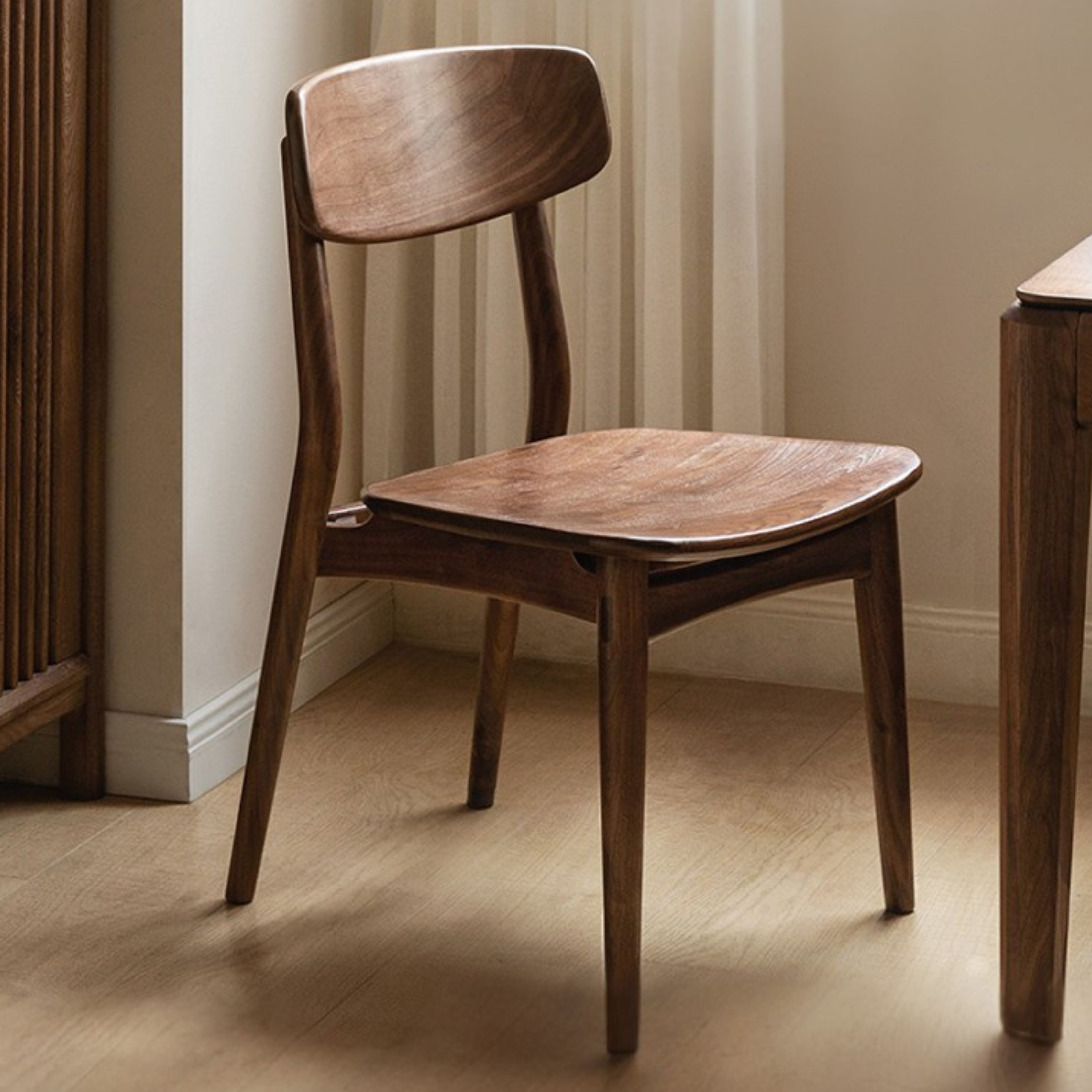 Black Walnut, Ash Solid Wood Modern Dining Backrest Chair 4pcs