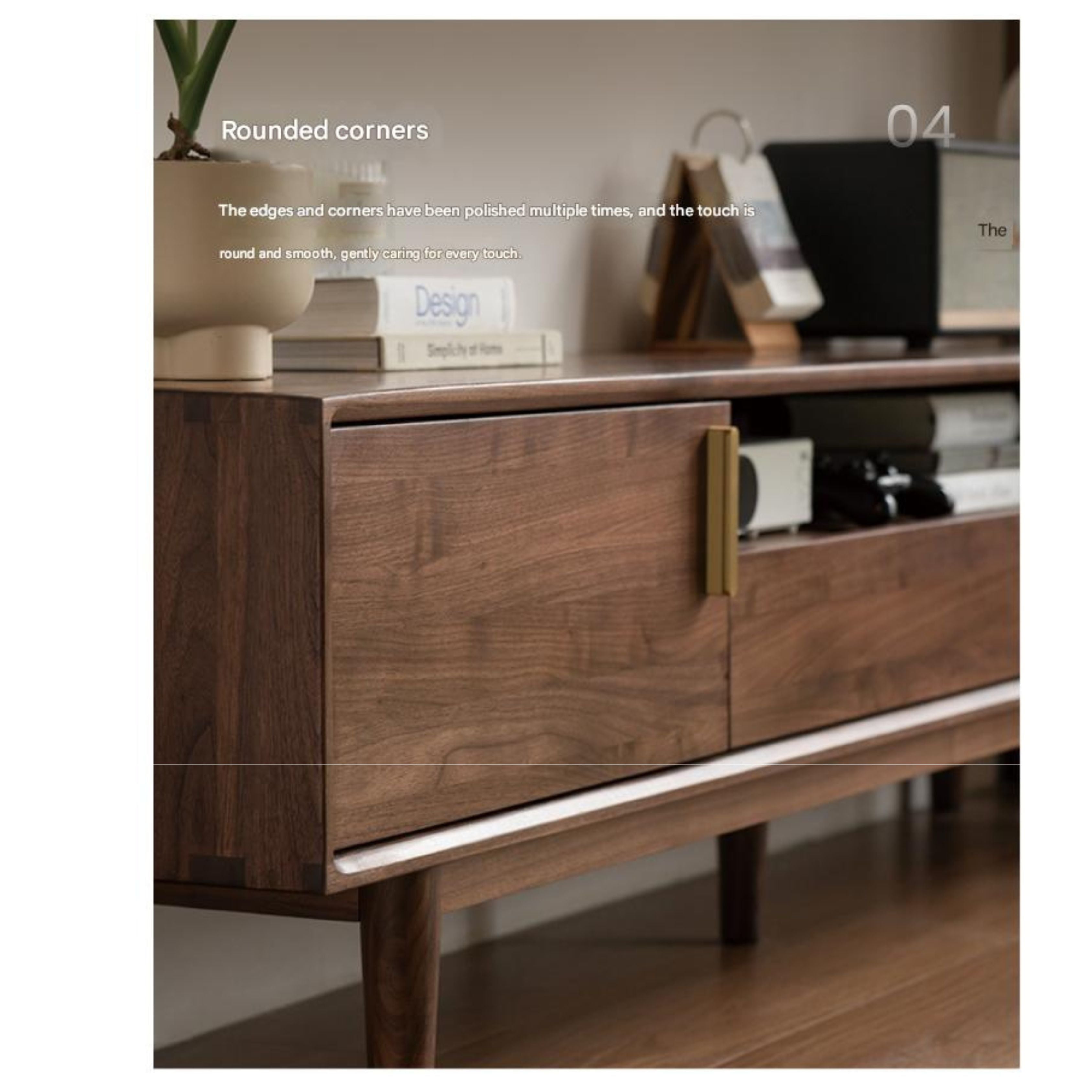 Black Walnut Solid Wood TV Stand Cabinet