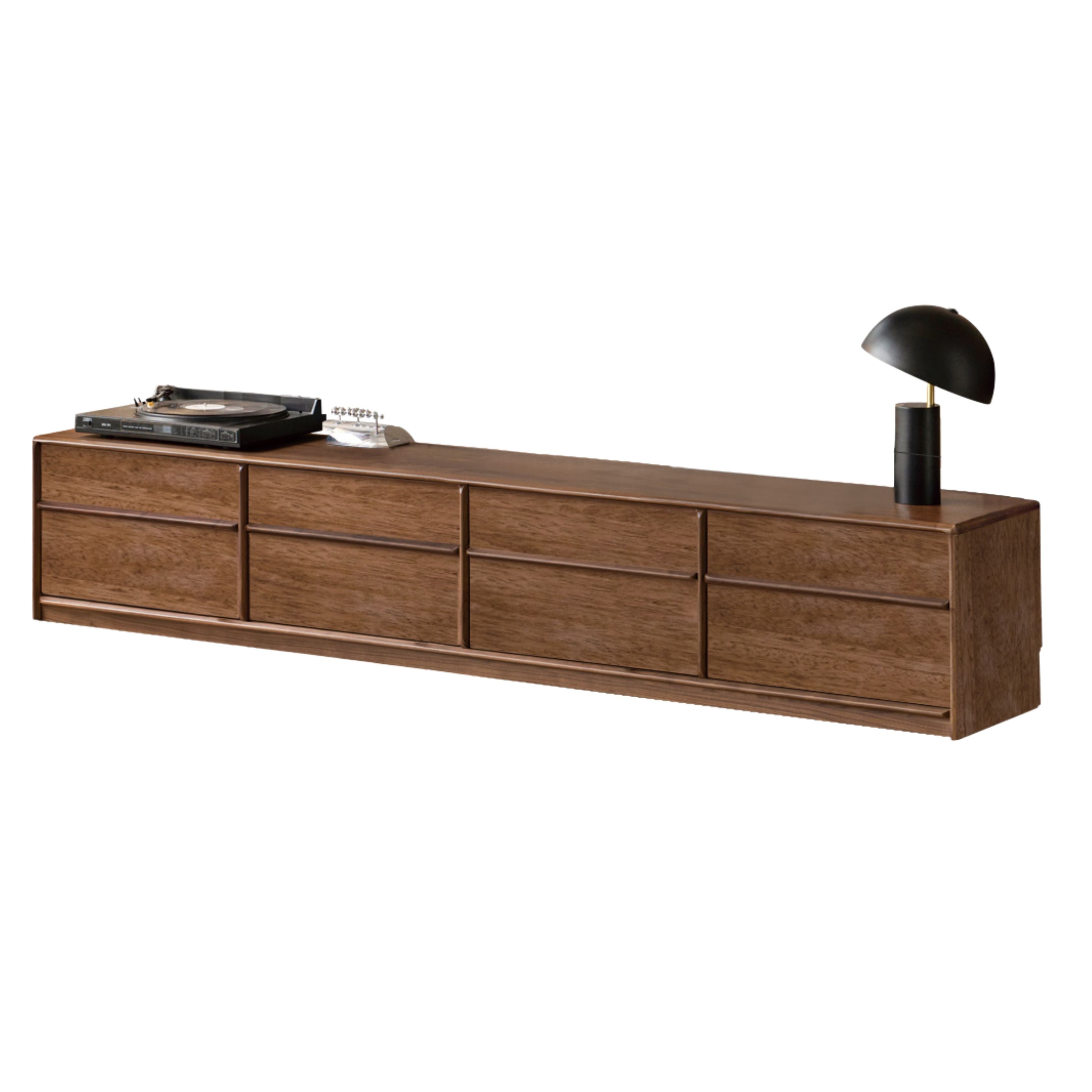 Black Walnut, Oak, Walnut Solid Wood Italian Light Luxury Floor TV Cabinet.