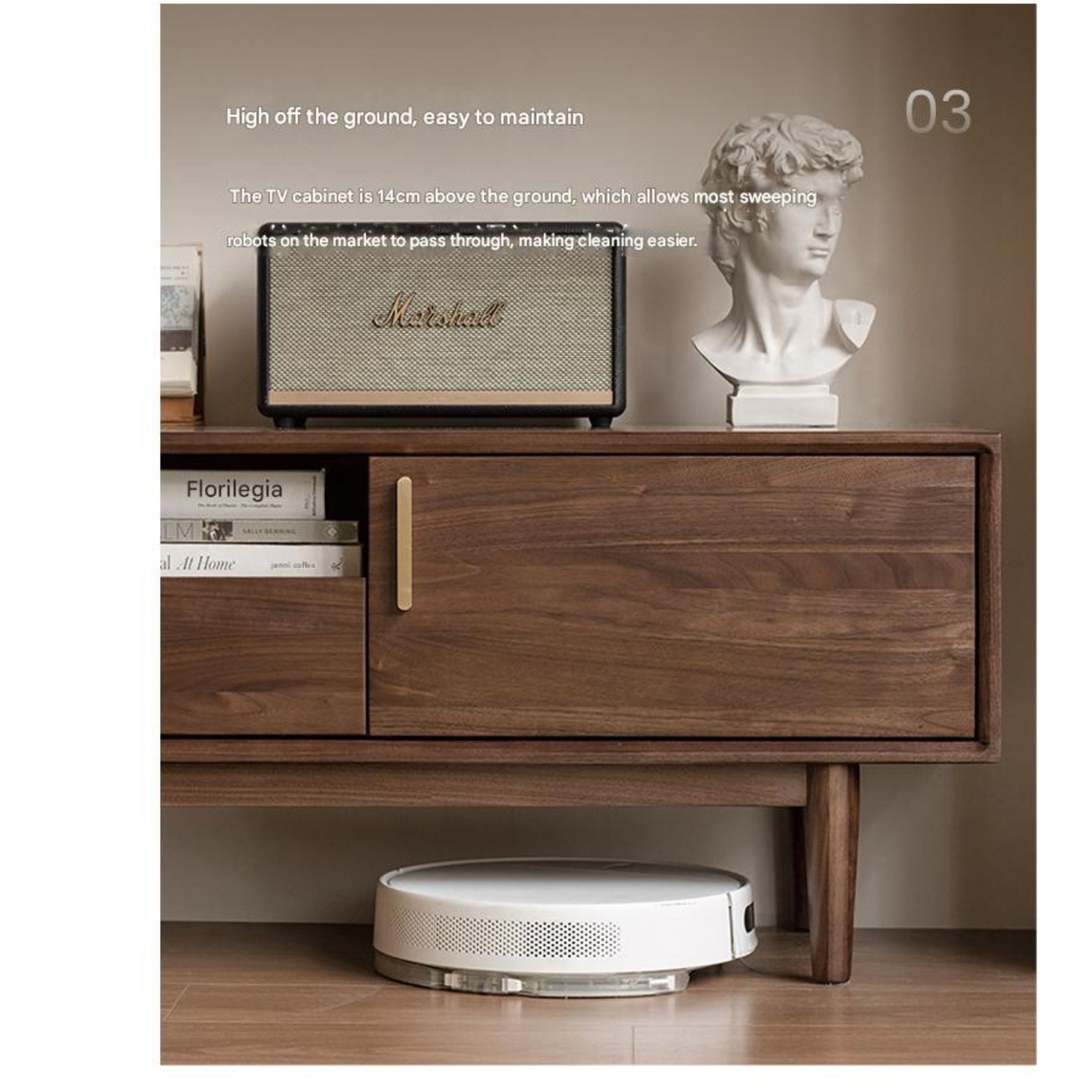 Black Walnut Solid Wood TV Stand Cabinet