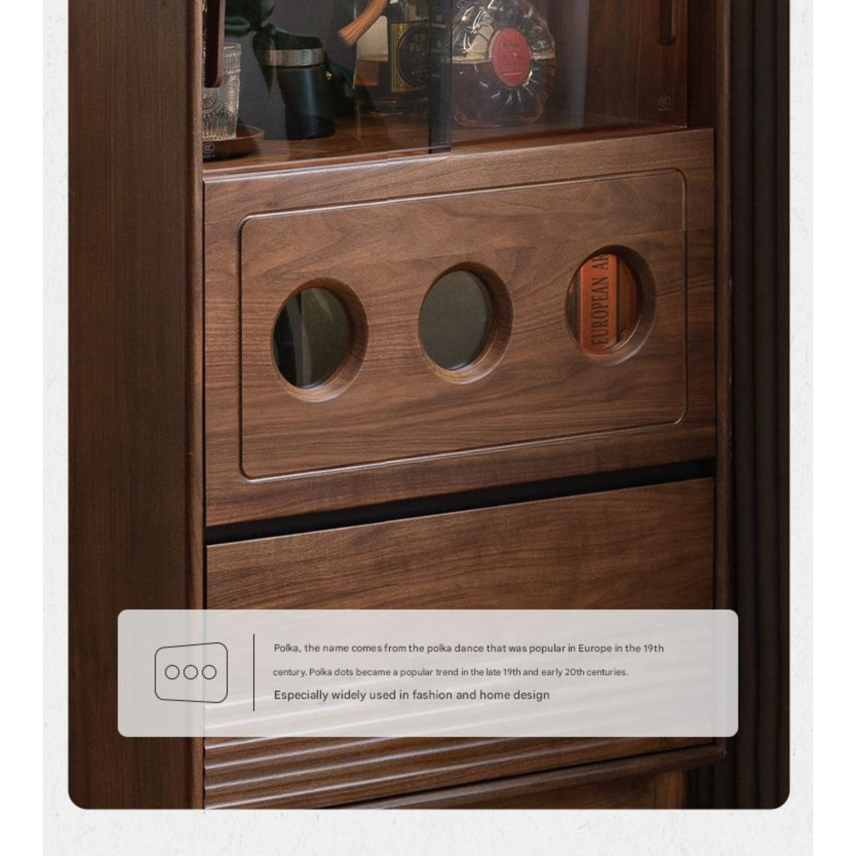 Black Walnut, Golden Sandalwood Solid Wood Antique Locker Retro Side Cabinet.